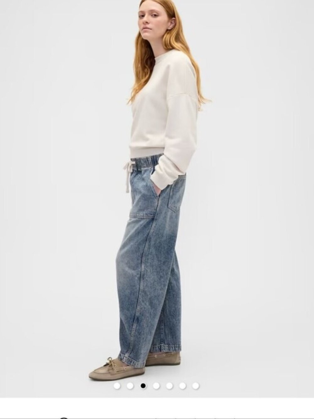 GAP Women's Light Wash Relaxed Drawstring Barrel Jeans - Picture 5 of 11